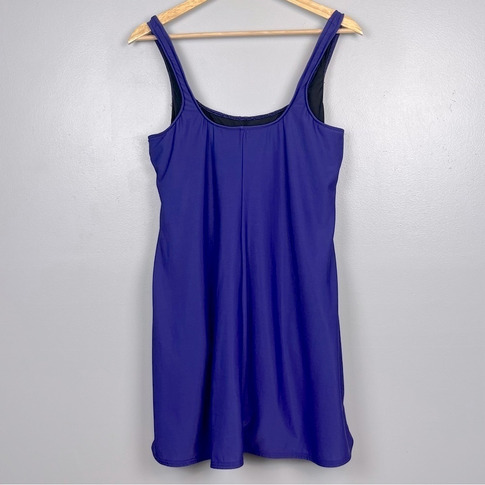 Lands End purple Grecian style modest 1 piece swimdress, size 18. - Picture 2 of 8